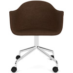 Harbour Upholstered Armchair with Casters - Polished Aluminum / Brown Boucle