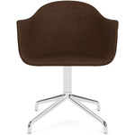 Harbour Swivel Armchair - Polished Aluminum / Brown Boucle