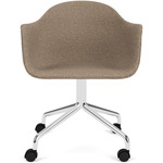Harbour Upholstered Armchair with Casters - Polished Aluminum / Logan Flint
