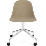 Harbour Side Dining Chair with Casters - Polished Aluminum / Beige Boucle