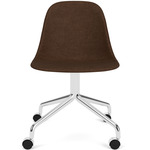 Harbour Side Dining Chair with Casters - Polished Aluminum / Brown Boucle