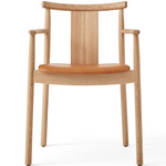 Merkur Upholstered Seat Dining Chair - Natural Oak / Cognac Aida Leather