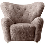 The Tired Man Lounge Chair - Dark Stained Oak / Sahara Sheepskin
