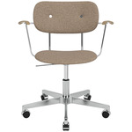 Co Upholstered Office Chair w/ Arms - Polished Aluminum / Natural Oak / Logan Flint