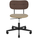 Co Upholstered Seat Office Chair w/o Arms - Black / Dark Oak / Beige Boucle