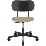 Co Upholstered Seat Office Chair w/o Arms - Black / Black Oak / Beige Boucle