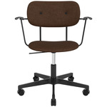 Co Upholstered Office Chair w/ Arms - Black / Black Oak / Brown Boucle