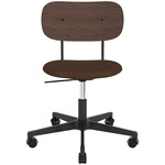 Co Upholstered Seat Office Chair w/o Arms - Black / Dark Oak / Brown Boucle