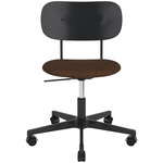 Co Upholstered Seat Office Chair w/o Arms - Black / Black Oak / Brown Boucle