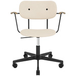 Co Upholstered Office Chair w/ Arms - Black / Natural Oak / Logan Jasmin