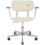 Co Upholstered Office Chair w/ Arms - Polished Aluminum / Dark Oak / Logan Jasmin