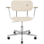 Co Upholstered Office Chair w/ Arms - Polished Aluminum / Natural Oak / Logan Jasmin