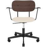 Co Upholstered Seat Office Chair w/ Arms - Black / Dark Oak / Logan Jasmin