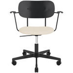 Co Upholstered Seat Office Chair w/ Arms - Black / Black Oak / Logan Jasmin