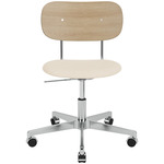 Co Upholstered Seat Office Chair w/o Arms - Polished Aluminum / Natural Oak / Logan Jasmin
