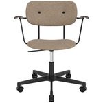 Co Upholstered Office Chair w/ Arms - Black / Dark Oak / Logan Flint