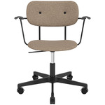 Co Upholstered Office Chair w/ Arms - Black / Black Oak / Logan Flint