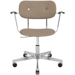 Co Upholstered Office Chair w/ Arms - Polished Aluminum / Black Oak / Logan Flint