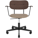 Co Upholstered Seat Office Chair w/ Arms - Black / Dark Oak / Logan Flint