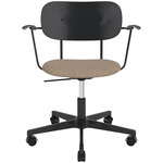 Co Upholstered Seat Office Chair w/ Arms - Black / Black Oak / Logan Flint