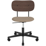 Co Upholstered Seat Office Chair w/o Arms - Black / Dark Oak / Logan Flint