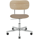 Co Upholstered Seat Office Chair w/o Arms - Polished Aluminum / Natural Oak / Logan Flint