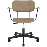 Co Upholstered Office Chair w/ Arms - Black / Dark Oak / Sierra Stone Leather