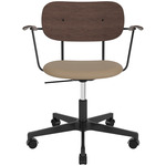 Co Upholstered Seat Office Chair w/ Arms - Black / Dark Oak / Sierra Stone Leather