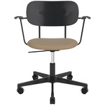 Co Upholstered Seat Office Chair w/ Arms - Black / Black Oak / Sierra Stone Leather