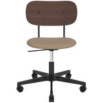 Co Upholstered Seat Office Chair w/o Arms - Black / Dark Oak / Sierra Stone Leather