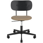 Co Upholstered Seat Office Chair w/o Arms - Black / Black Oak / Sierra Stone Leather