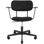Co Upholstered Office Chair w/ Arms - Black / Black Oak / Sierra Black Leather
