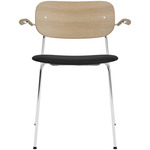Co Upholstered Seat Armchair - Chrome / Natural Oak / Sierra Black Leather