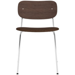 Co Upholstered Seat Dining Chair - Chrome / Dark Oak / Brown Boucle