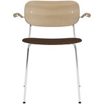 Co Upholstered Seat Armchair - Chrome / Natural Oak / Brown Boucle