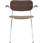 Co Upholstered Seat Armchair - Chrome / Dark Oak / Logan Flint