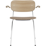 Co Upholstered Seat Armchair - Chrome / Natural Oak / Logan Flint