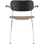 Co Upholstered Seat Armchair - Chrome / Black Oak / Sierra Stone Leather