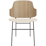 Penguin Upholstered Seat Dining Chair - Black / Natural Oak / Logan Jasmin