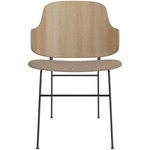 Penguin Upholstered Seat Dining Chair - Black / Natural Oak / Logan Flint