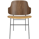 Penguin Upholstered Seat Dining Chair - Black / Walnut / Cognac Aida Leather