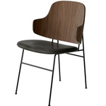 Penguin Upholstered Seat Dining Chair - Black / Walnut / Black Aida Leather