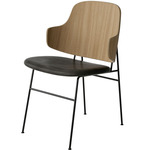 Penguin Upholstered Seat Dining Chair - Black / Natural Oak / Black Aida Leather