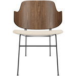 Penguin Upholstered Seat Lounge Chair - Black / Walnut / Logan Jasmin