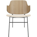 Penguin Upholstered Seat Lounge Chair - Black / Natural Oak / Logan Jasmin