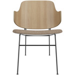 Penguin Upholstered Seat Lounge Chair - Black / Natural Oak / Logan Flint