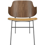 Penguin Upholstered Seat Lounge Chair - Black / Walnut / Cognac Aida Leather