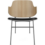 Penguin Upholstered Seat Lounge Chair - Black / Natural Oak / Black Aida Leather