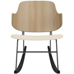 Penguin Upholstered Seat Rocking Chair - Black / Natural Oak / Logan Jasmin