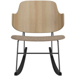 Penguin Upholstered Seat Rocking Chair - Black / Natural Oak / Logan Flint